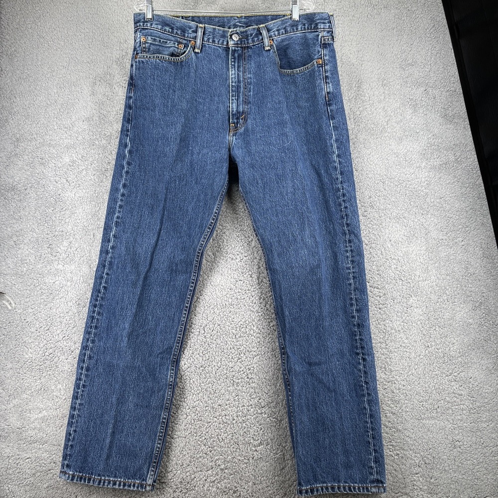 Levi's 505 Mens 38x32 Regular Fit Blue Jeans Red Tab Straight Leg
